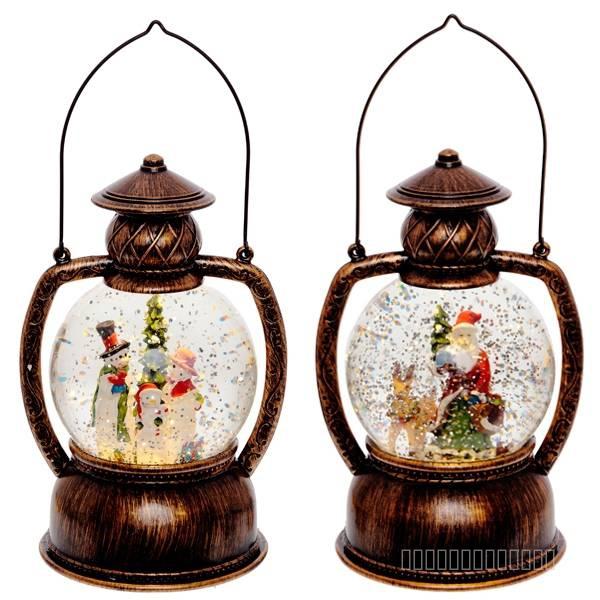 Фигурка декоративная в стеклянном шаре Фонарь, L13,5 W6,8 H25 см, 2 в. (тип батарейки AA-3 шт.)